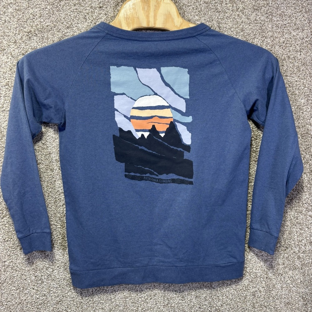 Patagonia Shirt Mens Small Blue Climbing Responsibili-Tee Long Sleeve Tee
